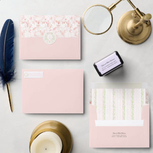 Enveloppe de mariage en aquarelle damassée rose po