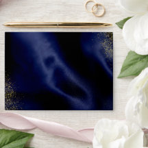 Enveloppe de mariage en velours bleu marine et or