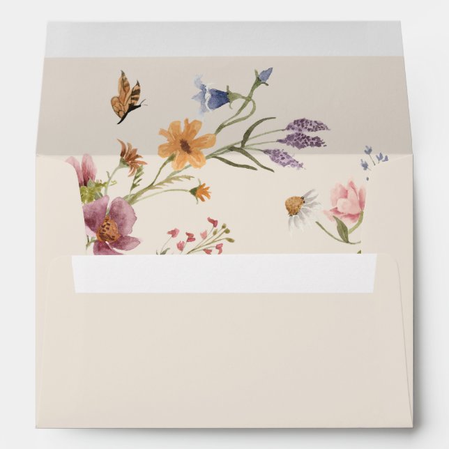 Enveloppe de Mariage Fleur sauvage Boho (Dos (Bas))