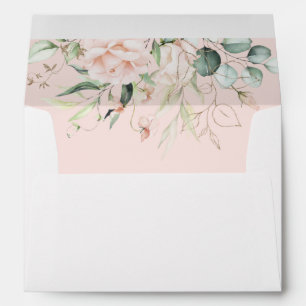 Enveloppe de Mariage floral à fleurs roses