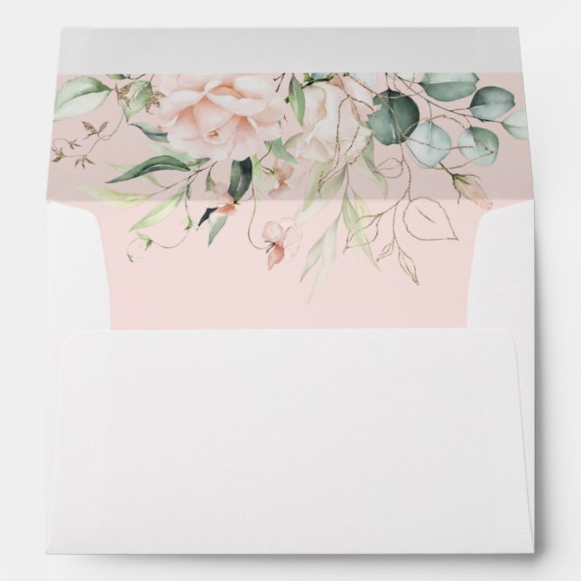 Enveloppe de Mariage floral à fleurs roses (Dos (Bas))