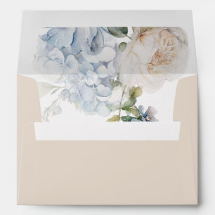 Enveloppe de Mariage floral bleu et rose pâle