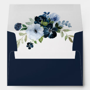 enveloppe de mariage floral bleu marine