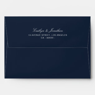 enveloppe de mariage floral bleu marine