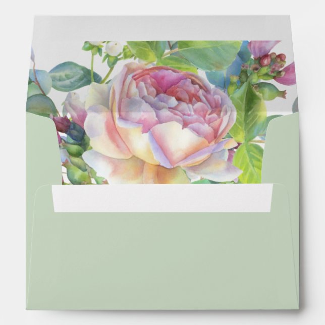 Enveloppe de Mariage floral chic Blush (Dos (Bas))