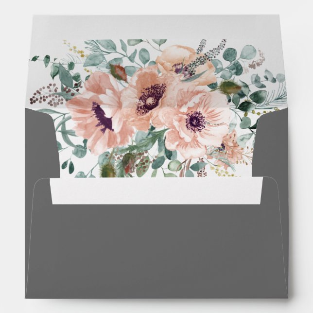 Enveloppe de Mariage floral chic Blush (Dos (Bas))