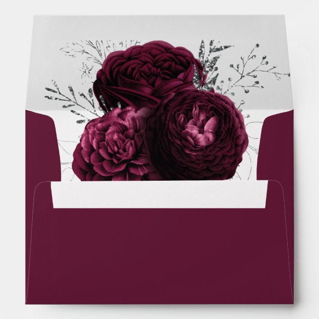 Enveloppe de Mariage floral de Bourgogne (Dos (Bas))