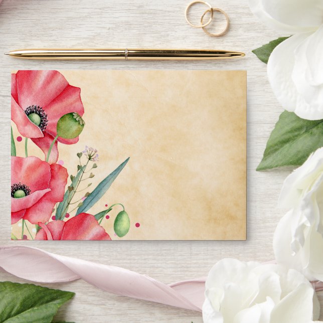 Enveloppe de Mariage floral de pavot rustique mode (Wedding)