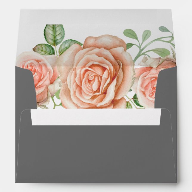 Enveloppe de Mariage floral rose (Dos (Bas))