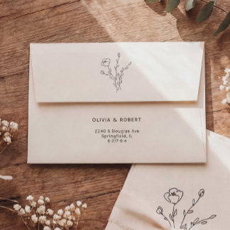 Enveloppe de Mariage floral rustique à la crème si