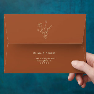 Enveloppe de Mariage floral rustique en terre cuit