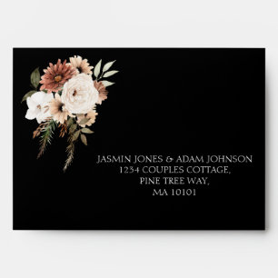 Enveloppe de Mariage floral rustique noir et brace