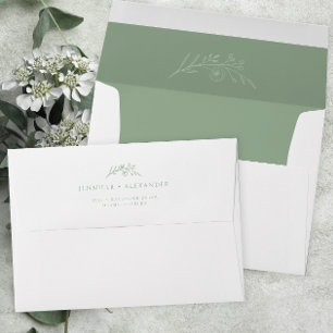 Enveloppe de Mariage floral vert Sage