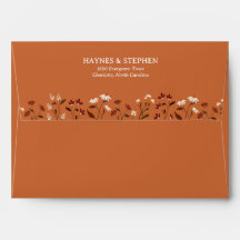 Enveloppe de mariage florale en terre cuite rustiq