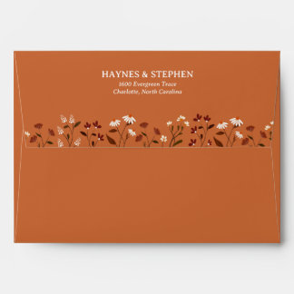 Enveloppe de mariage florale en terre cuite rustiq