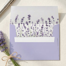 Enveloppe de mariage florale lavande violette