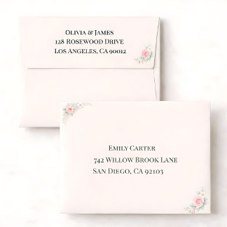 Enveloppe de mariage florale rose de luxe