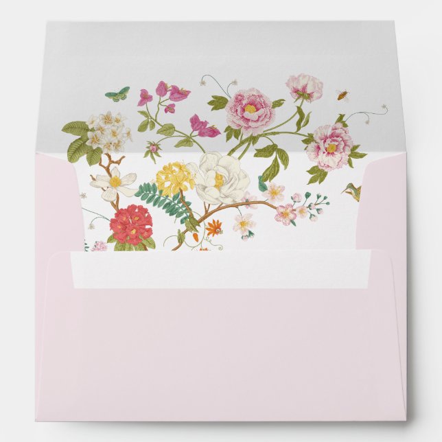 Enveloppe de mariage florale rose pivoine (Dos (Bas))