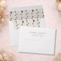 Enveloppe de mariage florale Rose poussiéreuse