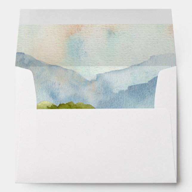 Enveloppe de mariage hivernal Rustique Watercolor  (Dos (Bas))