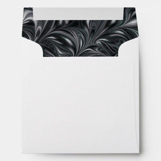 Enveloppe de mariage marbrée noir blanc ivoire (Dos (Bas))