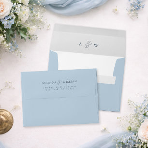 Enveloppe de mariage minimaliste bleu poussiéreux