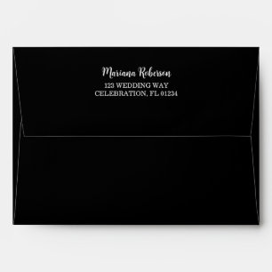 Enveloppe de mariage noir à motif floral d'automne