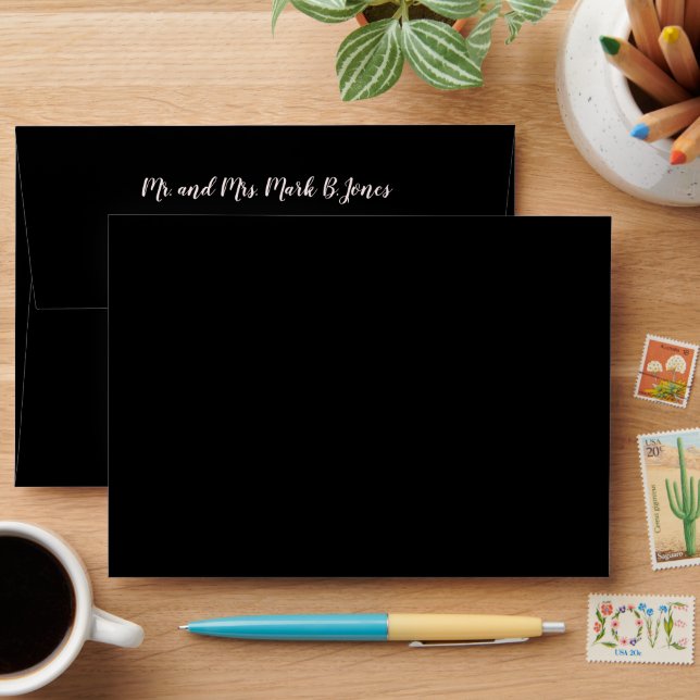 Enveloppe de Mariage noir personnalisée (Desk)