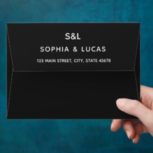 Enveloppe de mariage noire Minimaliste et Chic