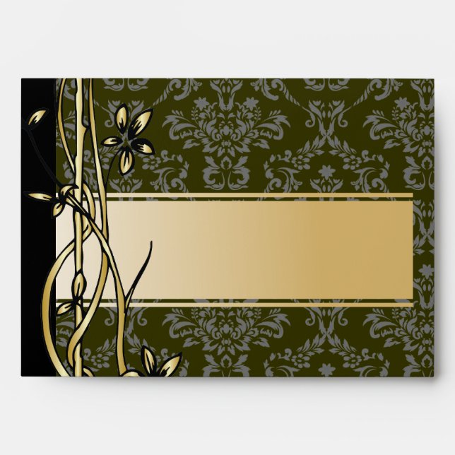 Enveloppe de mariage personnalisée de luxe Damas d (Devant)