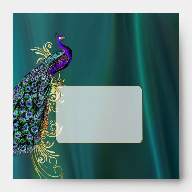 Enveloppe de mariage personnalisée Satin turquoise (Devant)