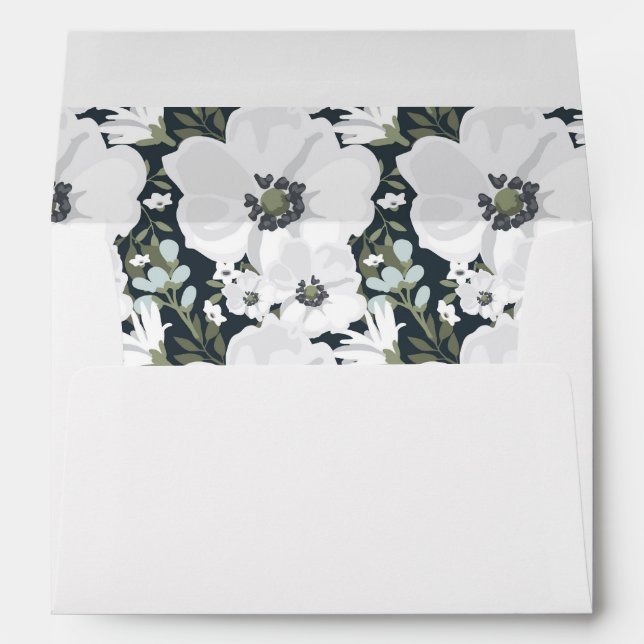 Enveloppe de Mariage recouverte d'anémones florale (Dos (Bas))