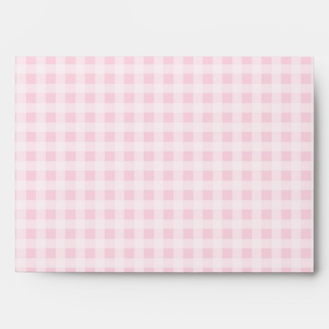 Enveloppe de Mariage rose blanc En vichy (Devant)