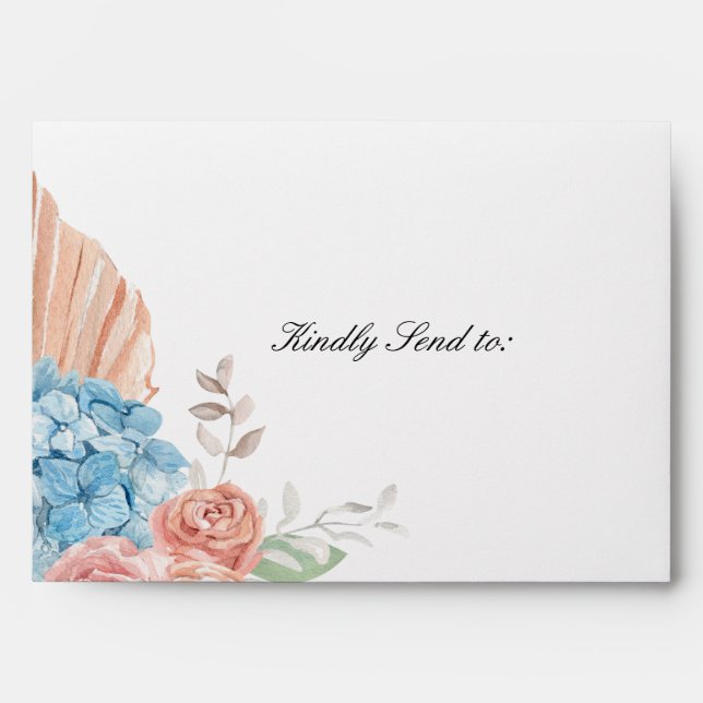 Enveloppe de Mariage Rose chic Hydrangea Floral (Devant)