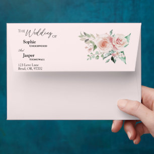 Enveloppe de Mariage rose flou