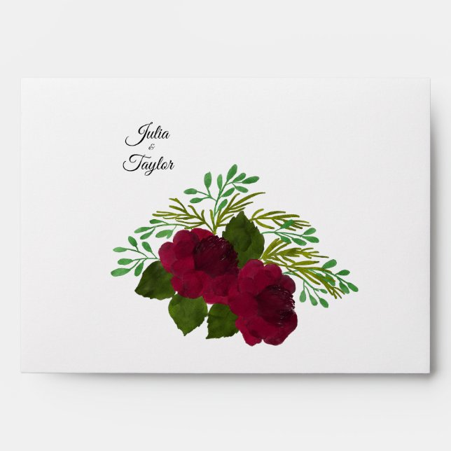 Enveloppe de mariage Rose rouge (Devant)