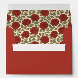 Enveloppe de Mariage rouge victorien Rose rouge ro