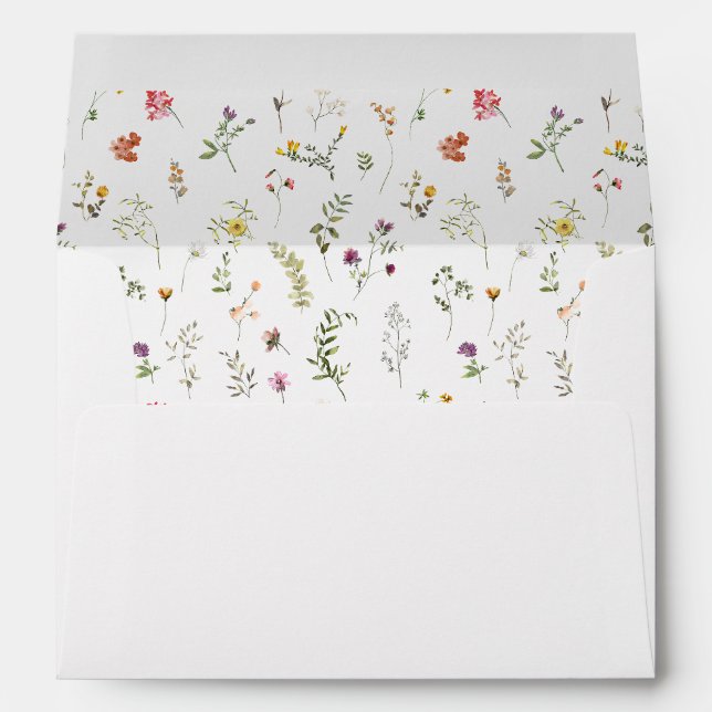 Enveloppe de mariage rustique fleur sauvage de pra (Dos (Bas))