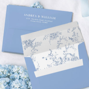 Enveloppe de mariage Toile bleu poussiéreux frança