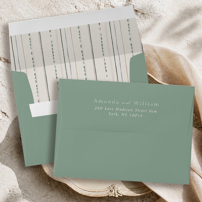 Enveloppe de mariage vert sauge élégante avec moti (Créateur téléchargé)