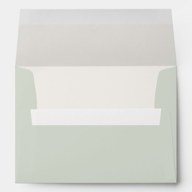 Enveloppe de mariage vert sauge pâle et ivoire cha (Dos (Bas))