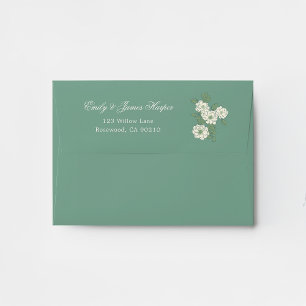 Enveloppe de mariage verte en chinoiserie avec dou