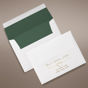 Enveloppe de mariage verte et or