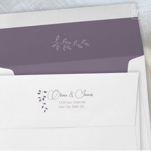 Enveloppe de Mariage Vintage foncé à lignes violet