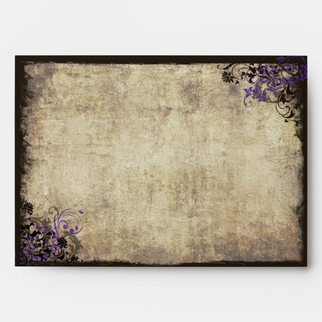 Enveloppe de mariage vintage papillon violet (Devant)