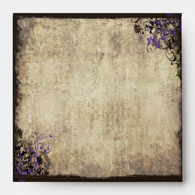 Enveloppe de mariage vintage papillon violet (Devant)