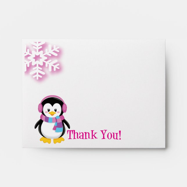 Enveloppe de Merci de pingouin rose (Devant)