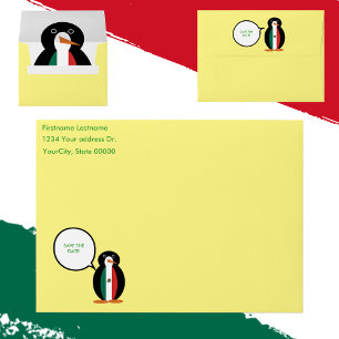 Enveloppe de Mme Pingouin parlant drapeau mexicain