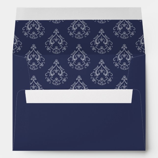 Enveloppe de modèle Damas bleu foncé (Dos (Bas))