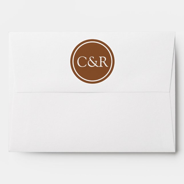 Enveloppe de monogramme blanc, doublure Brown de c (Dos (Haut rabat))